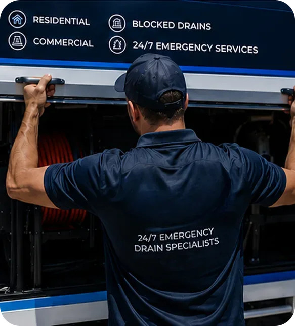 A licensed the North Shore plumber at the service van